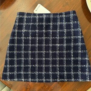 & Other Stories Navy Blue Tweed Checked Skirt